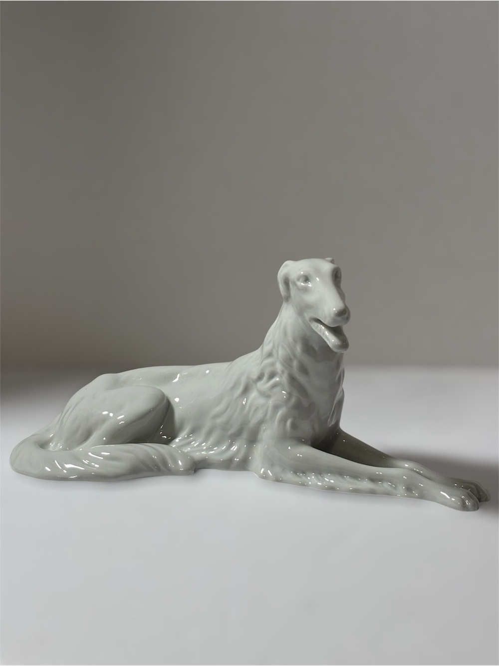 Vintage Royal Dux Bohemia porcelain reclining Borzio Figurine #32872